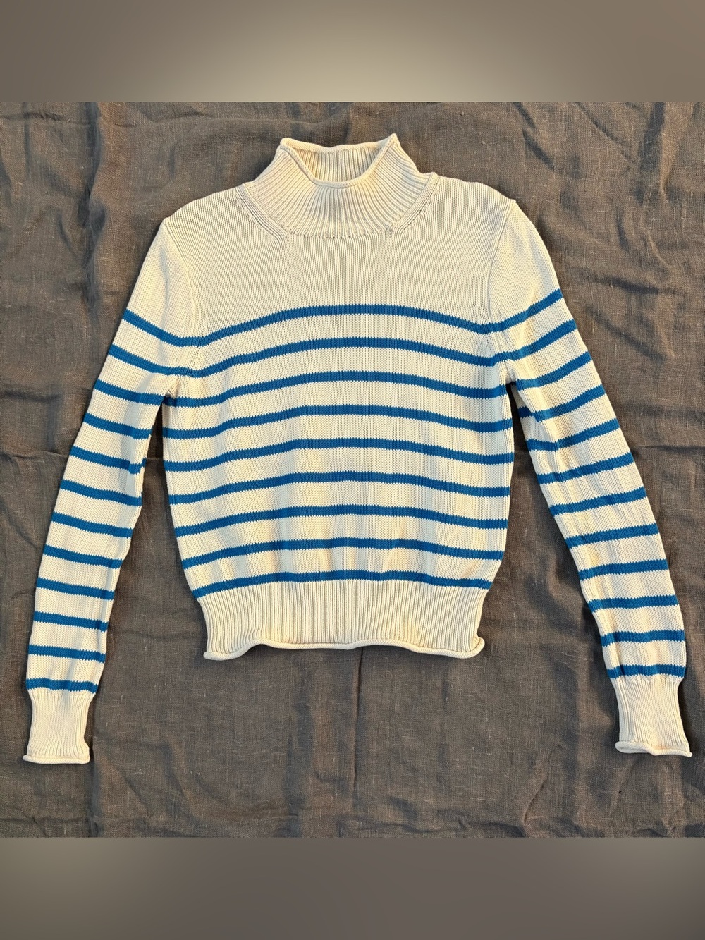 J.Crew Rollneck Sweater | Blue Stripe | Size Small